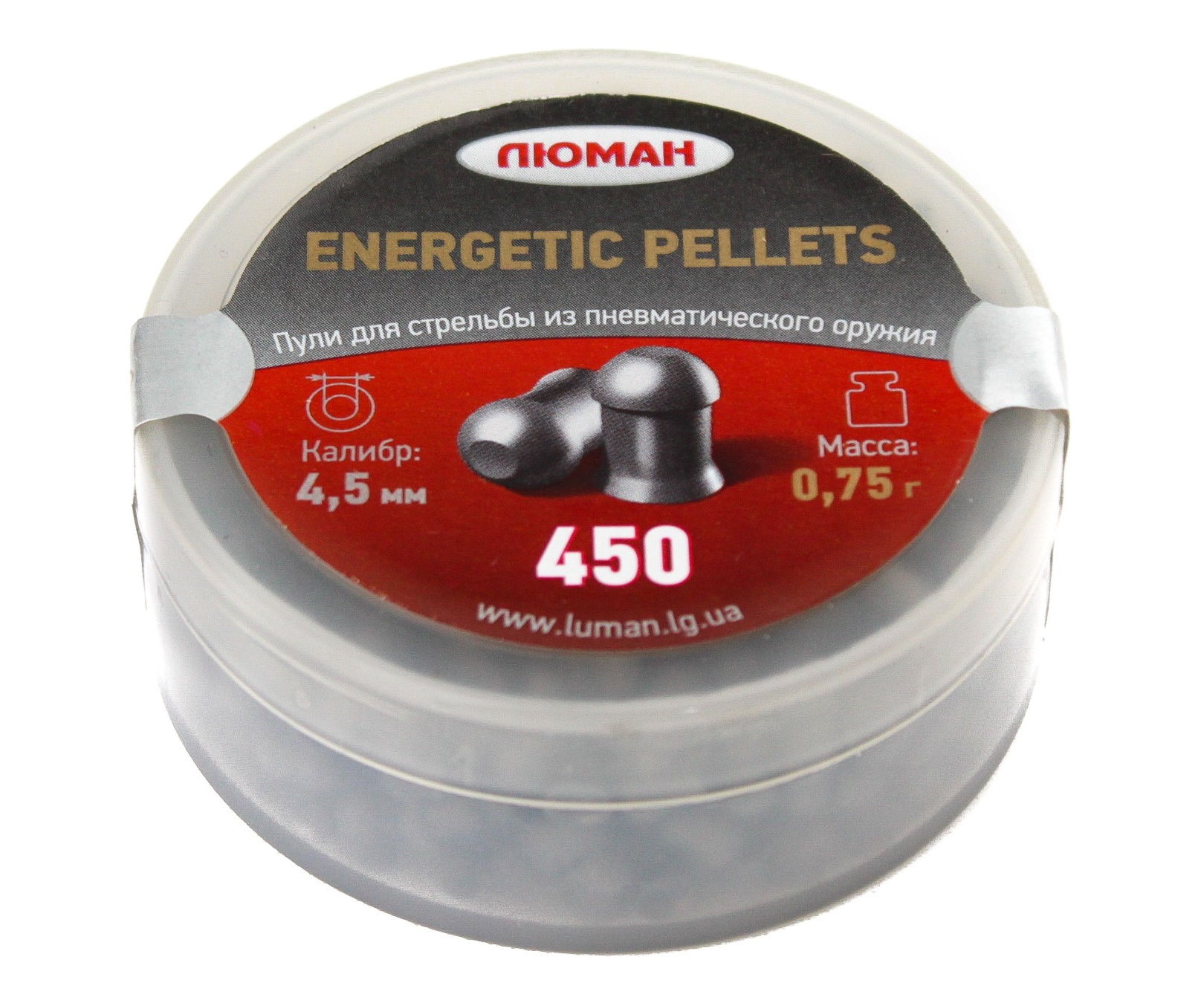 

Пули для пневматики Люман "Energetic pellets", 0,75 г. 4,5 мм. (450 шт.), Серебристый, Energetic pellets