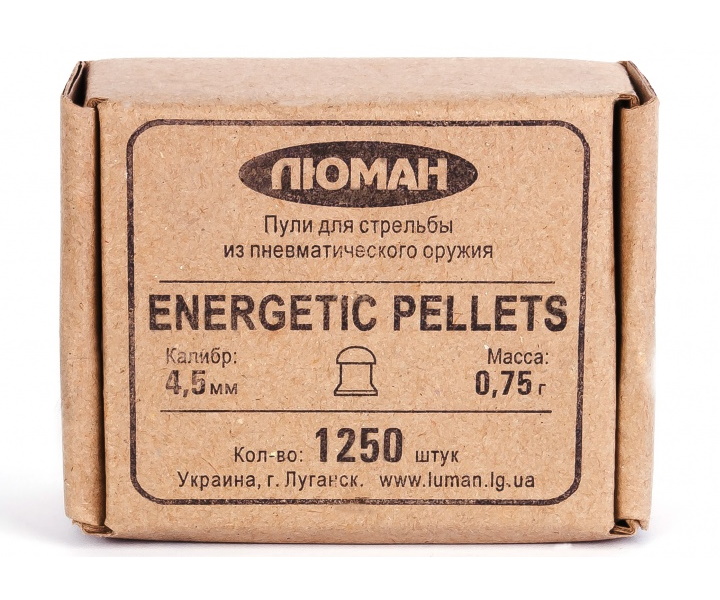 Пули для пневматики Люман Energetic pellets 075 г 45 мм 1250 шт 1497₽