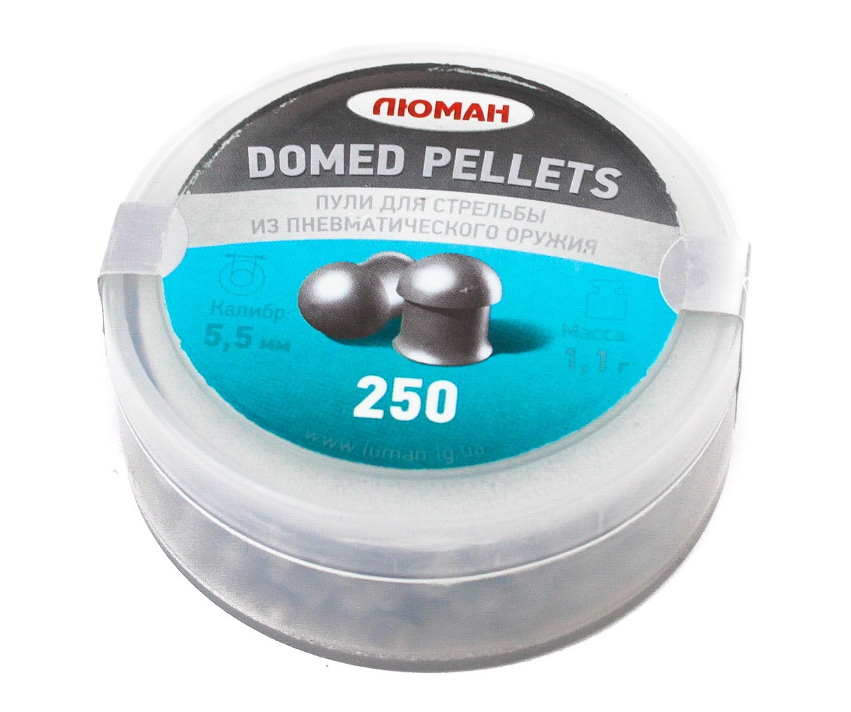 

Пули для пневматики Люман "Domed pellets", 1,1 г. 5,5 мм. (250 шт.), Серебристый, Domed pellets