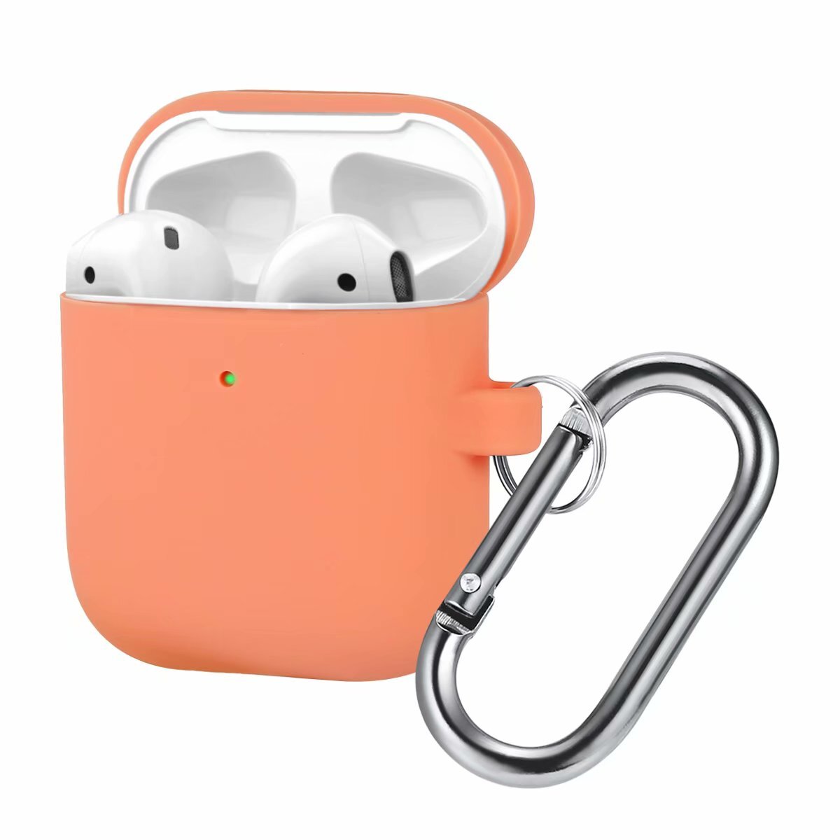 

Чехол силиконовый для Airpods 2 (15), папайя, с карабином