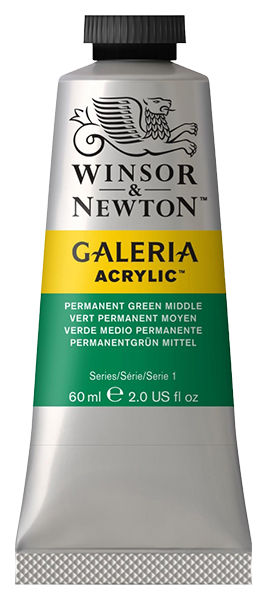 фото Краска акриловая winsor&newton galeria 60 мл перманентный зеленый, средний