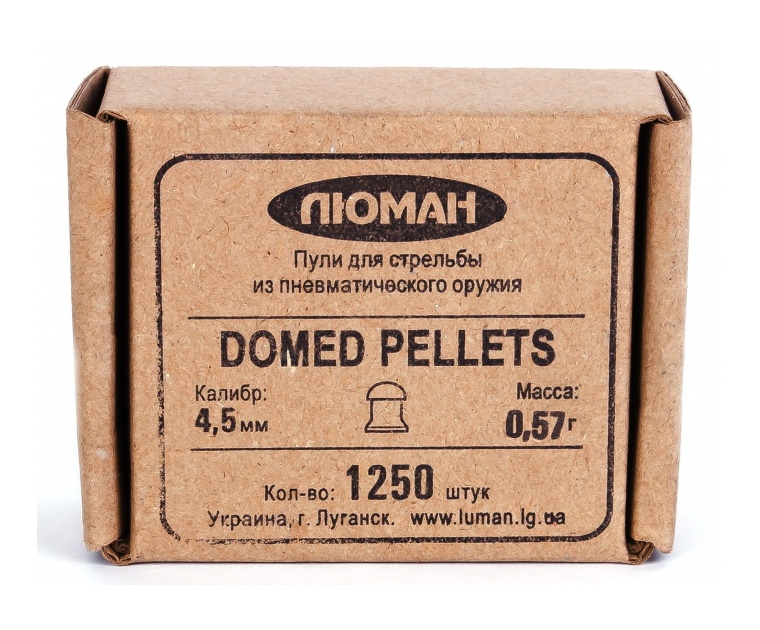 

Пули для пневматики Люман "Domed pellets", 0,57 г. 4,5 мм. (1250 шт.), Серебристый, Domed pellets