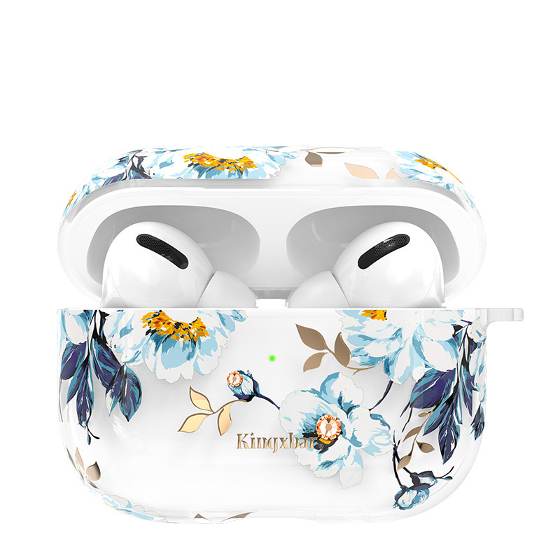 

Чехол пластиковый Kingxbar для Airpods Pro (7), прозрачный, гардения, со шнурком