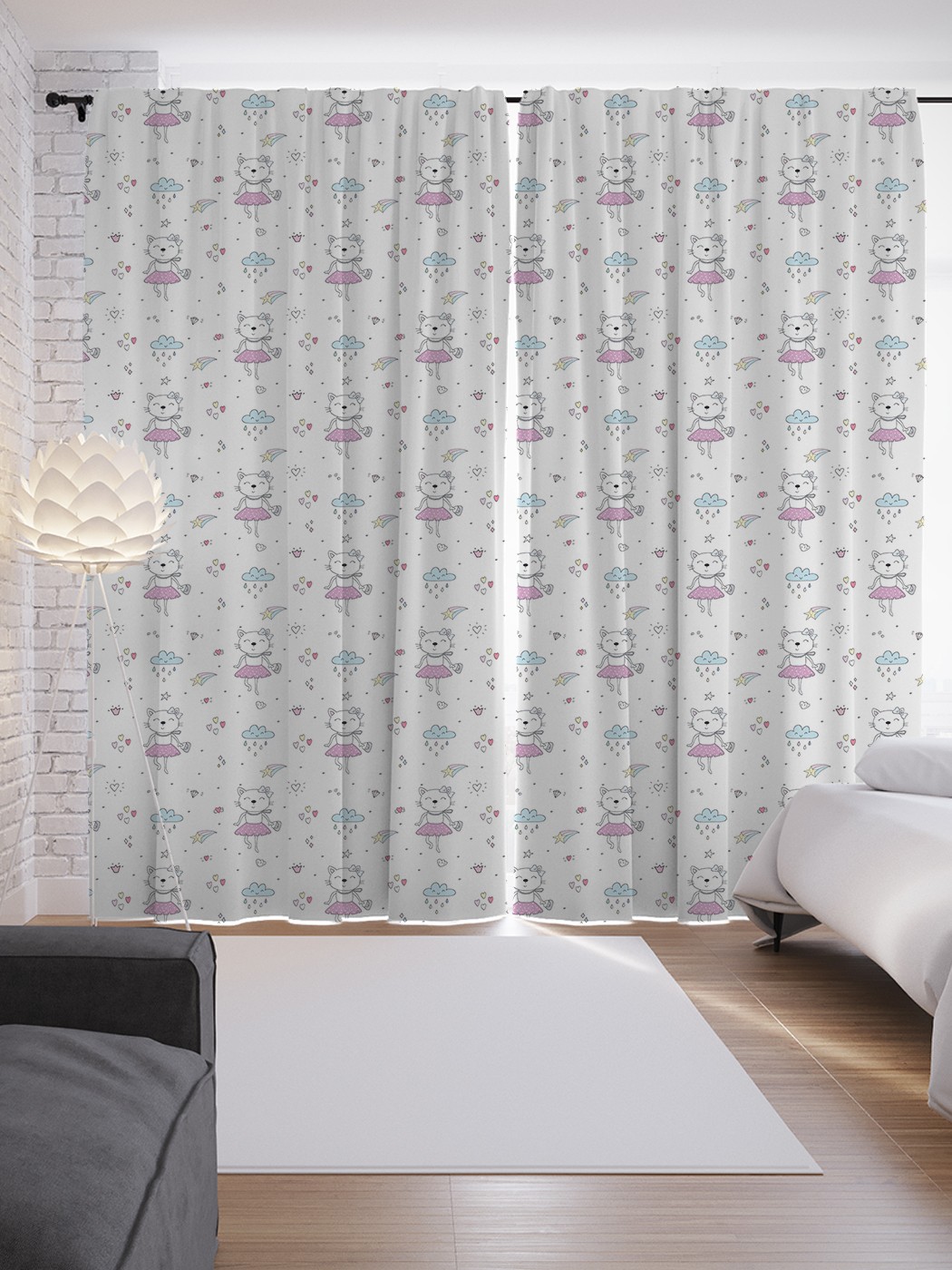 

Шторы JoyArty с фотопечатью "Кошечка в юбочке" из сатена, 290х265 см, Кошечка в юбочке