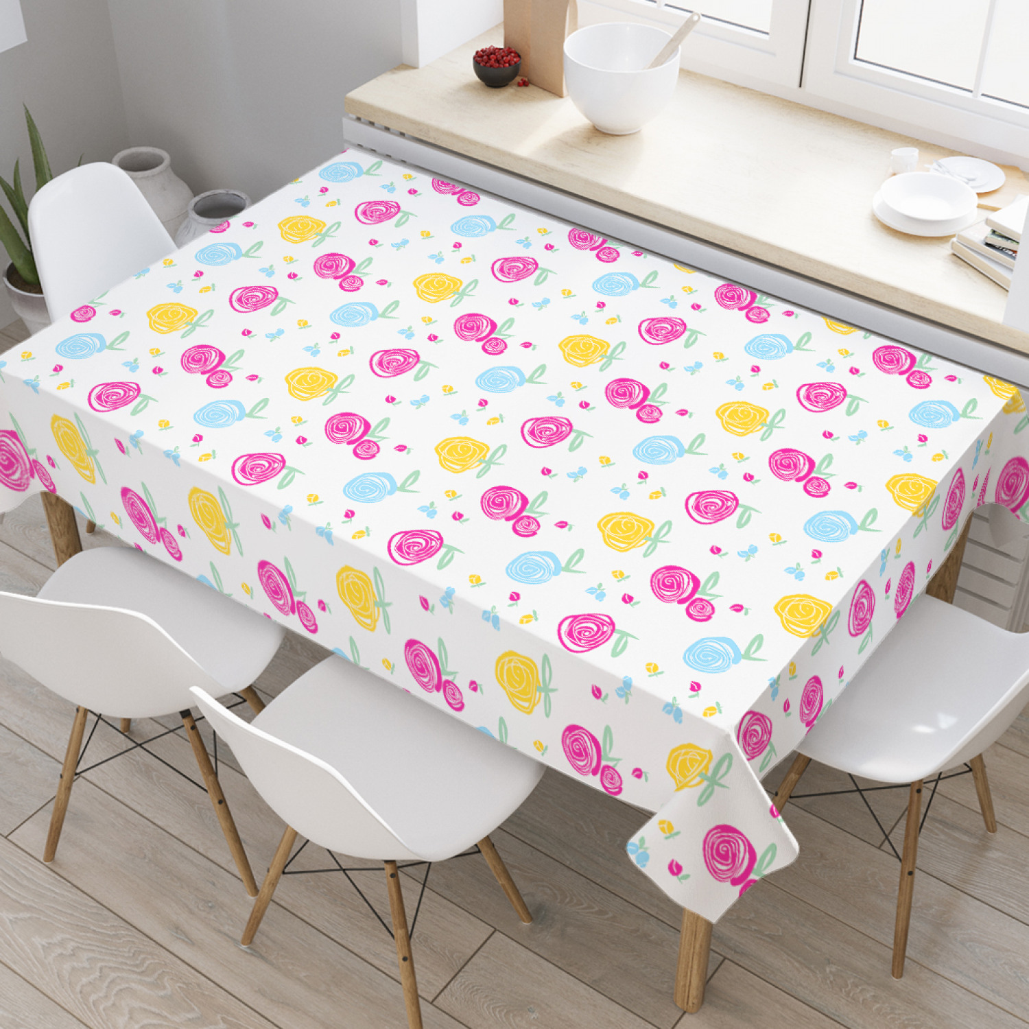 

Скатерть прямоугольная JoyArty "Абстрактные розы и бутоны" из оксфорда, 120x145см, Белый, Абстрактные розы и бутоны
