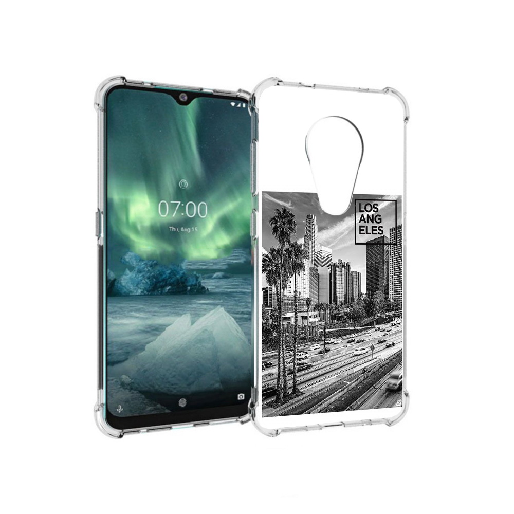 

Чехол MyPads Tocco для Nokia 7.2 черно белый лос анджелес (PT139171.105.685), Прозрачный, Tocco