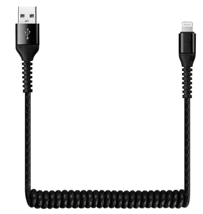 USB кабель LP для Apple Lightning 8-pin Спираль 1 м черный