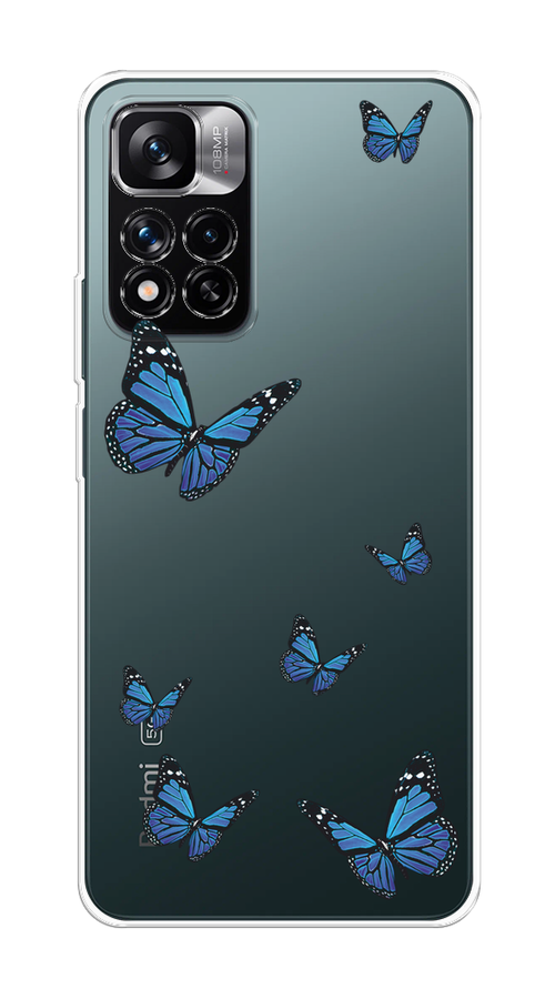 

Чехол на Xiaomi Redmi Note 11 Pro Plus 5G "Blue butterflies", Синий;черный, 312150-1