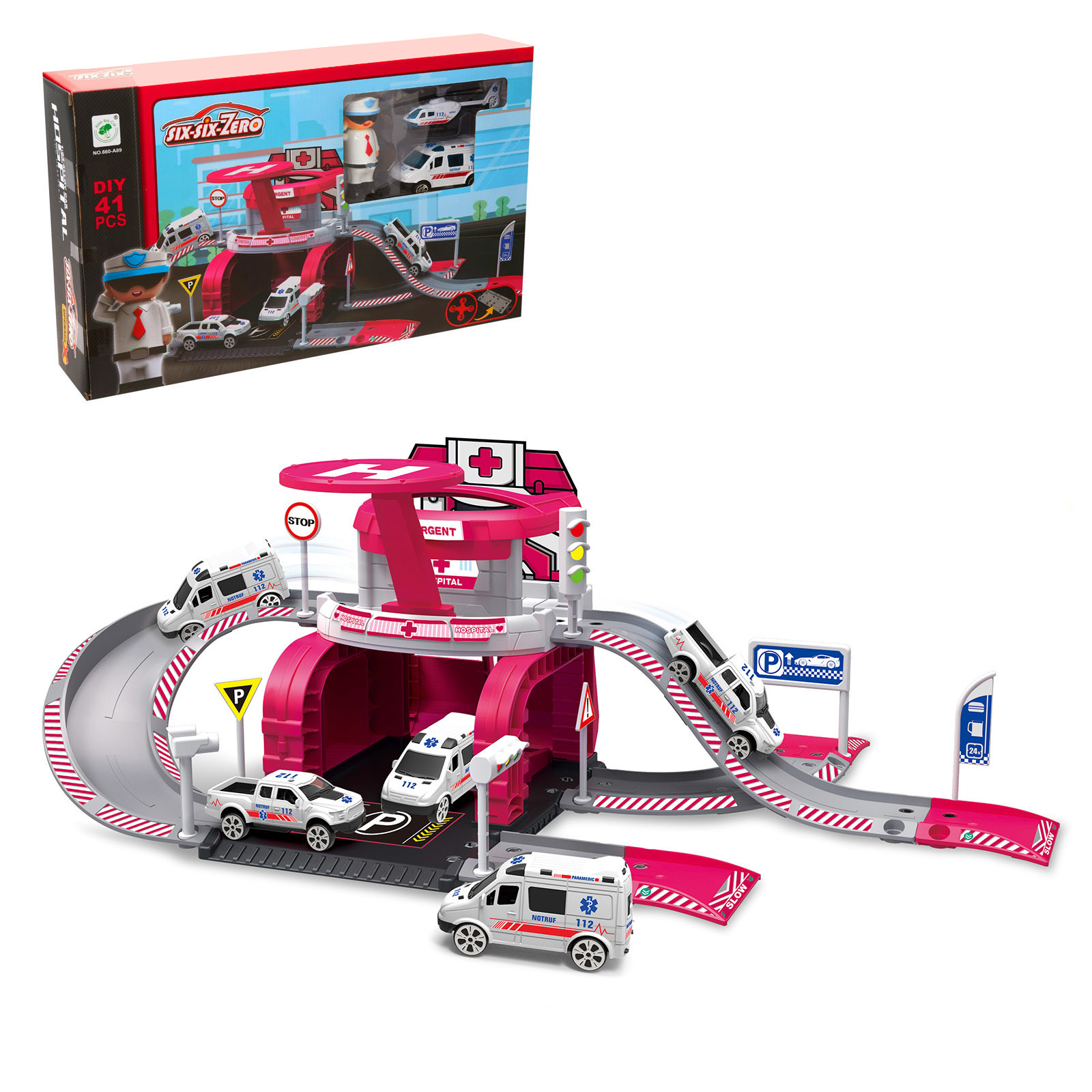 

Парковка Скорая помощь с 1 металлической машиной и вертолётом 4424312