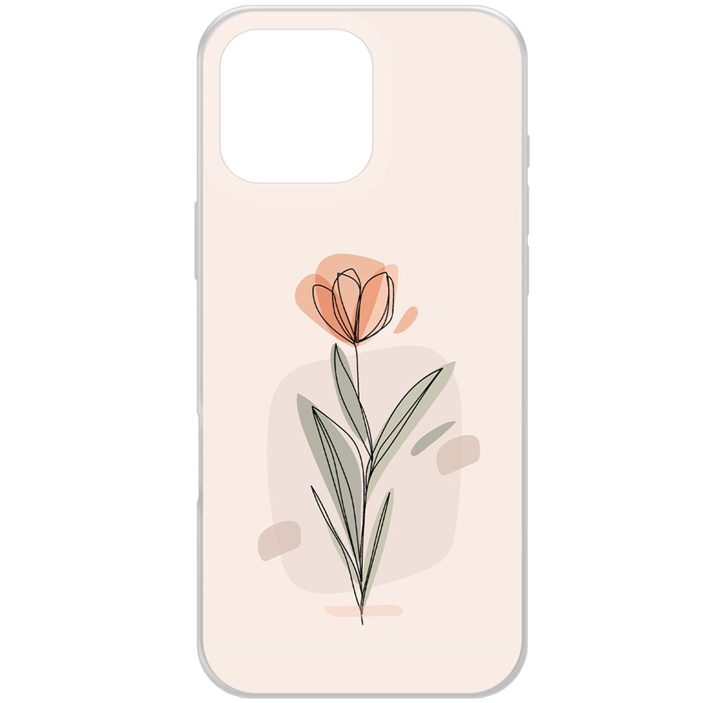 

Чехол-накладка Krutoff Clear Case Тюльпан для iPhone 16 Pro Max, Прозрачный