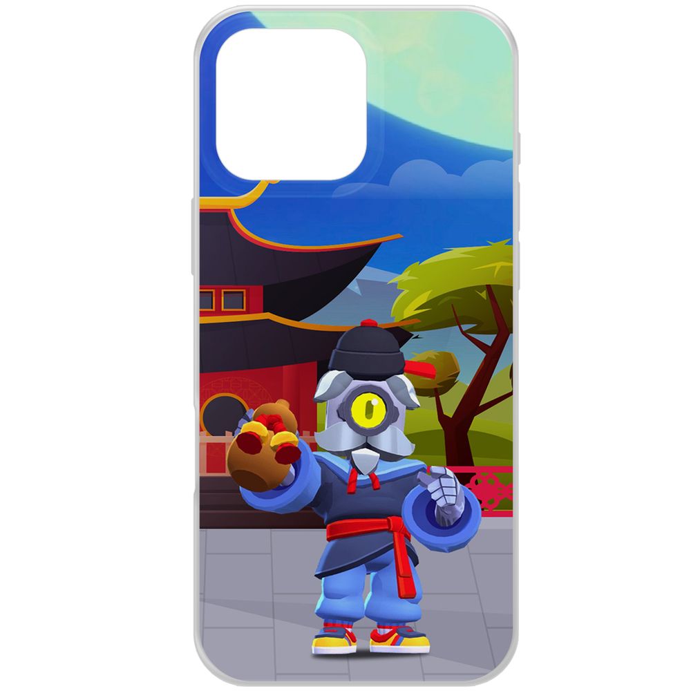 

Чехол-накладка Krutoff Clear Case Brawl Stars-Великий Мастер Барли для iPhone 16 Pro Max, Прозрачный