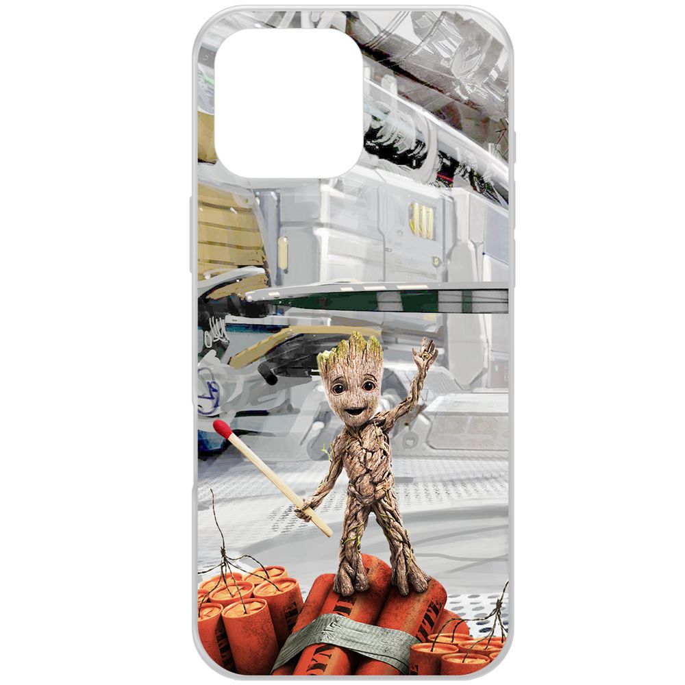 

Чехол-накладка Krutoff Clear Case Стражи Галактики. Малыш Грут для iPhone 16 Pro Max, Прозрачный