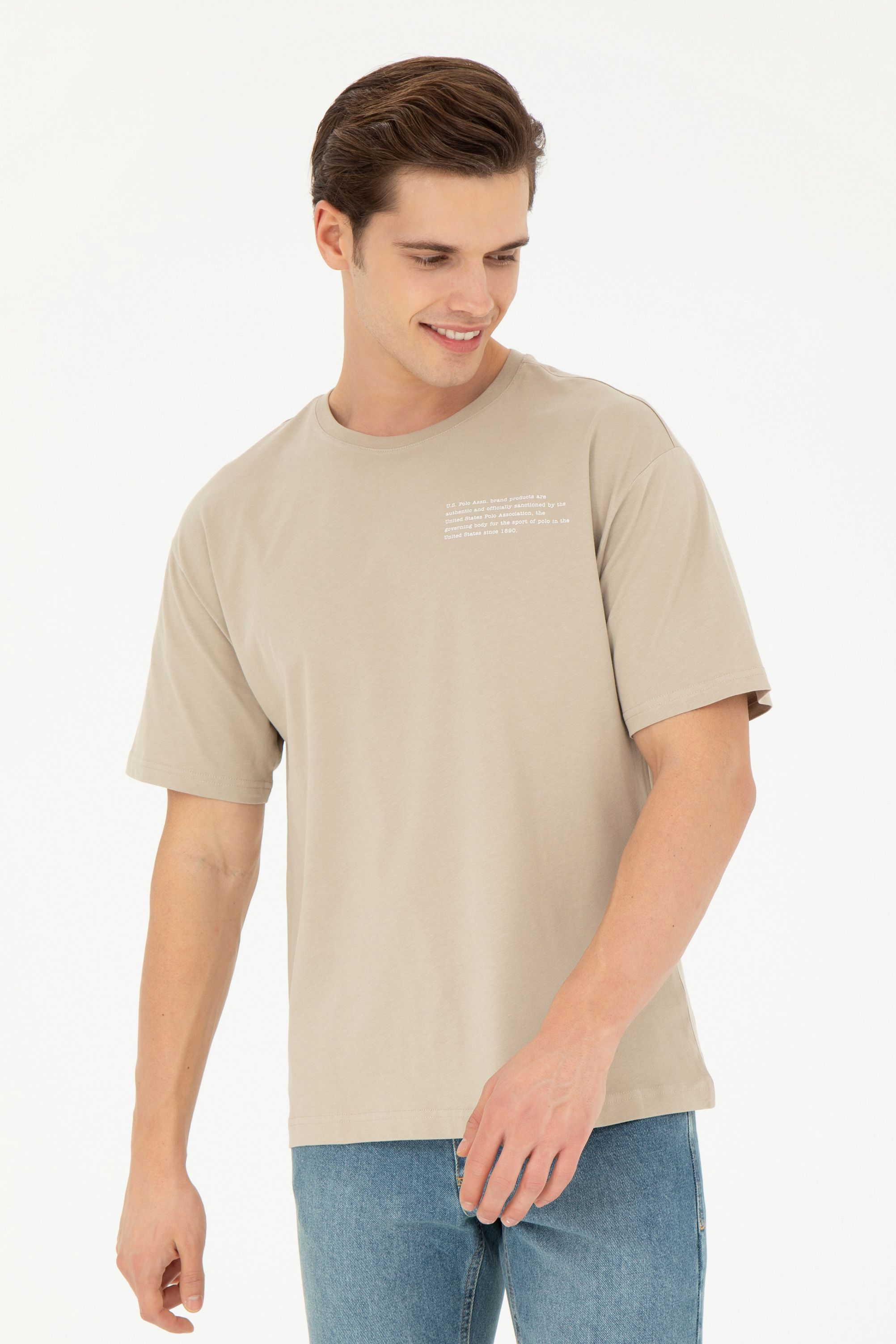 

Футболка мужская US Polo Assn G081SZ0110DORN бежевая S, Бежевый, G081SZ0110DORN