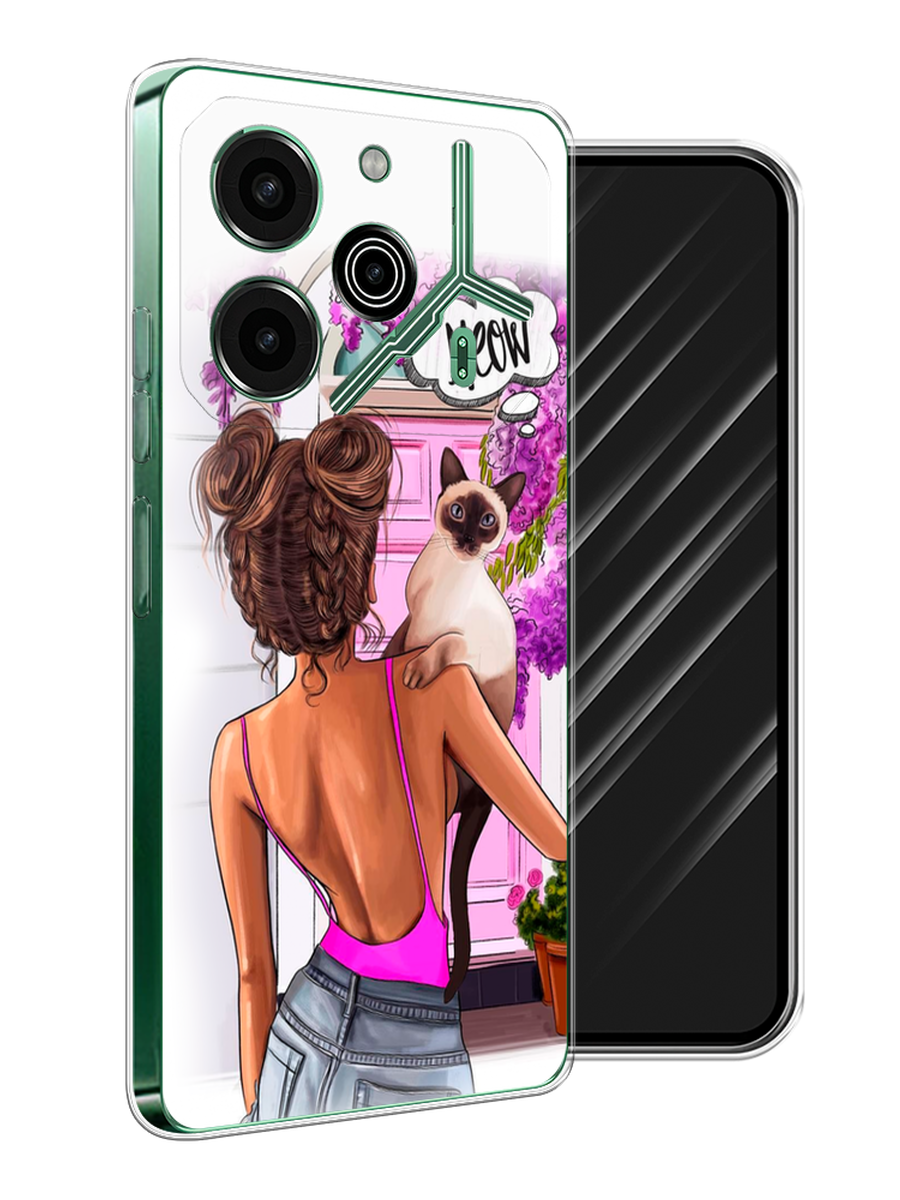 

Чехол Awog на Tecno Pova 6 Pro 5G "Девушка с кошкой", Розовый;коричневый, 305250-1