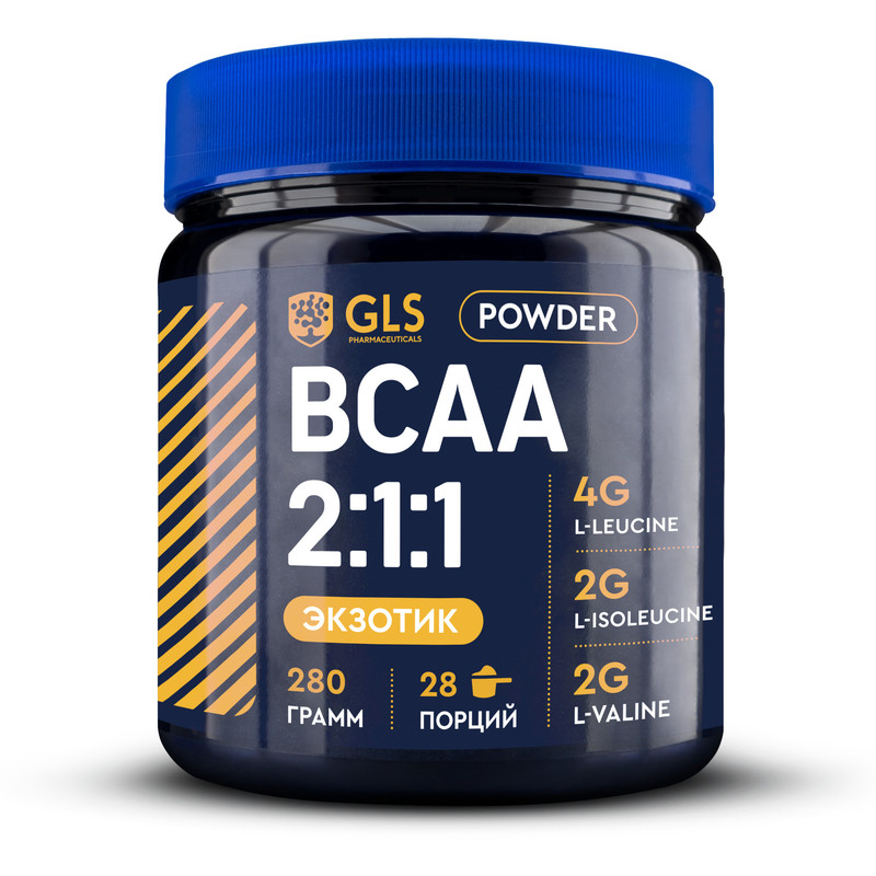 GLS pharmaceuticals Powder BCAA 280 г, экзотик