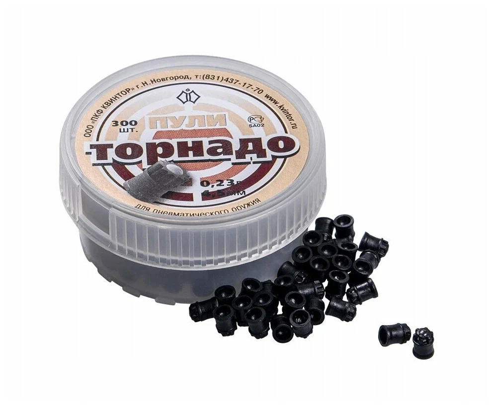 

Пули для пневматики "Торнадо" кал. 4,5мм (150 шт.) Т1, Серебристый, Торнадо