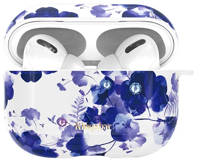 

Чехол пластиковый Kingxbar для Airpods Pro (22), белый, орхидеи, со шнурком
