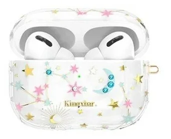 

Чехол пластиковый Kingxbar для Airpods Pro (19), прозрачный, звезды, со шнурком