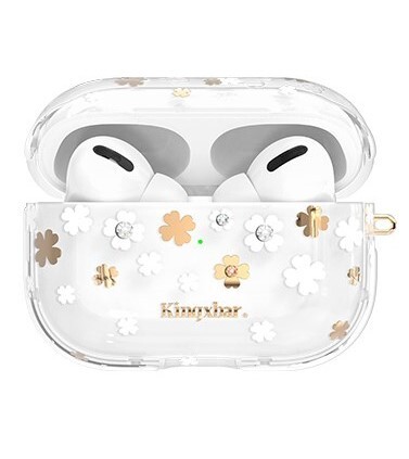 

Чехол пластиковый Kingxbar для Airpods Pro (17), прозрачный, клевер, со шнурком