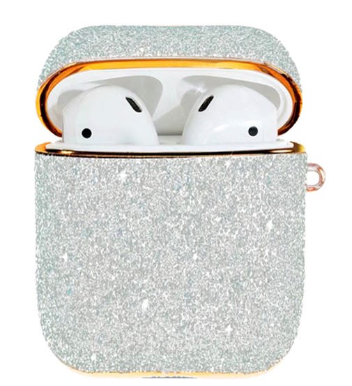 

Чехол пластиковый Kingxbar для Airpods 2 (35), серебристые стразы, со шнурком