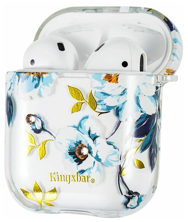 

Чехол пластиковый Kingxbar для Airpods 2 (20), прозрачный, гардения, со шнурком
