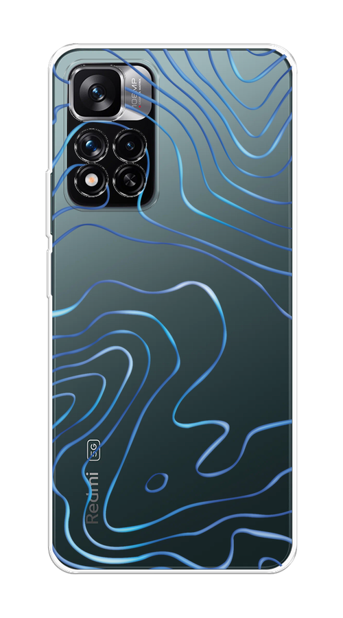

Чехол на Xiaomi Redmi Note 11 Pro Plus 5G "Blue lines", Прозрачный;синий, 312150-1
