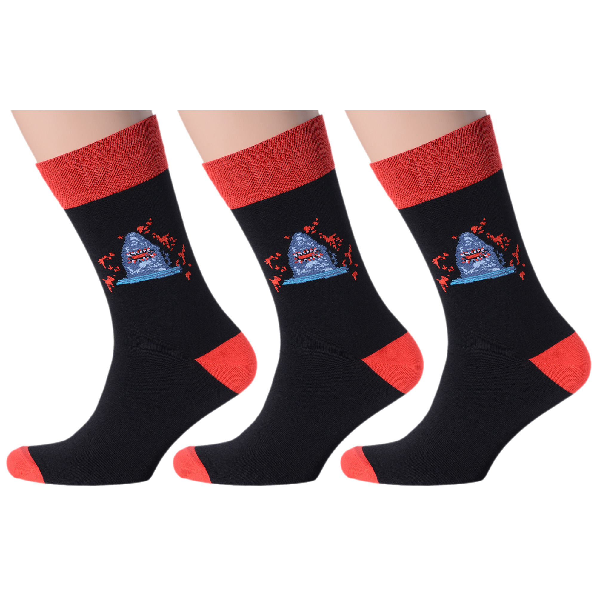 

Комплект носков мужских MoscowSocksClub msk3-М18 разноцветных 25, Черный;красный, msk3-М18