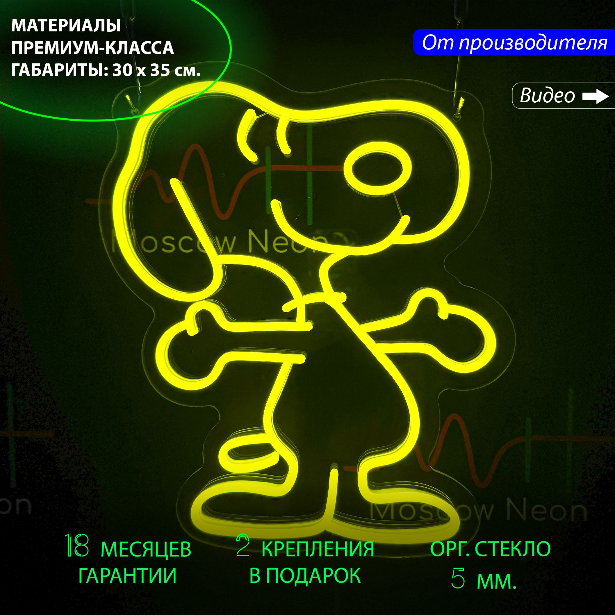 

Неоновый светильник / Настенная неоновая лампа "Снупи", для дома и бизнеса, 30 х 35 см., Снупи, 30 х 35 см.