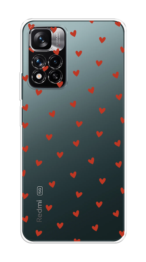 

Чехол на Xiaomi Redmi Note 11 Pro Plus 5G "Red hearts", Красный;прозрачный, 312150-1