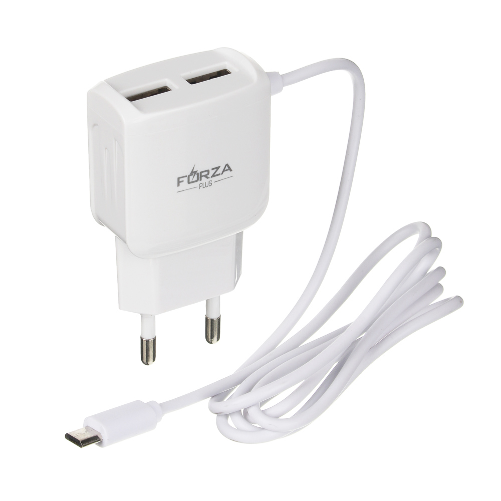 

Сетевое зарядное устройство FORZA Старт 2xUSB, 2А, 5В, Белый