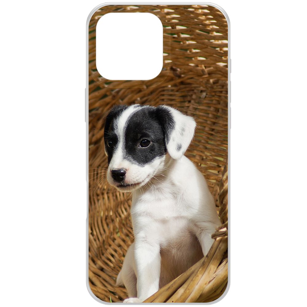 

Чехол-накладка Krutoff Clear Case Щенок в корзине для iPhone 16 Pro Max, Прозрачный