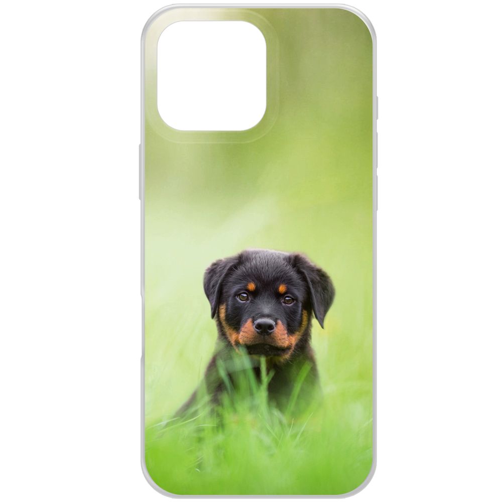 

Чехол-накладка Krutoff Clear Case Щенок ротвейлера для iPhone 16 Pro Max, Прозрачный