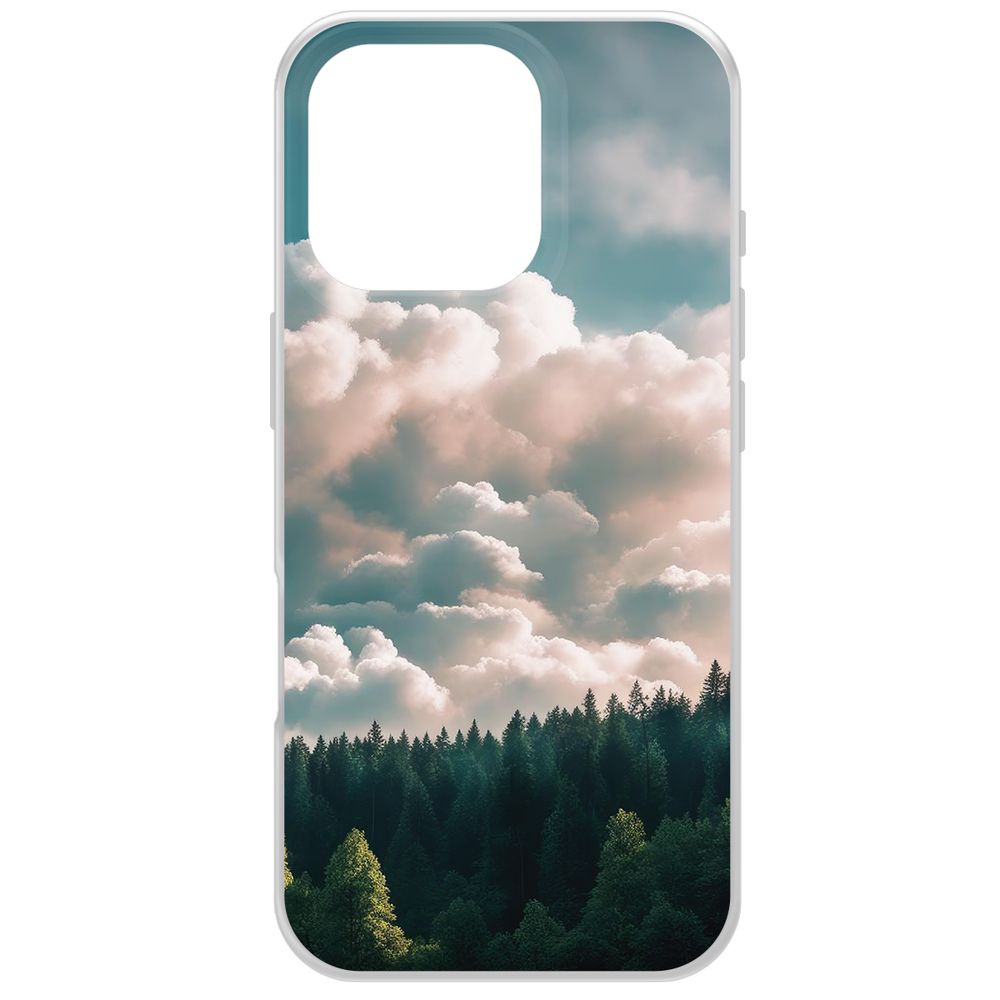 

Чехол-накладка Krutoff Clear Case Облачно для iPhone 16 Pro, Прозрачный