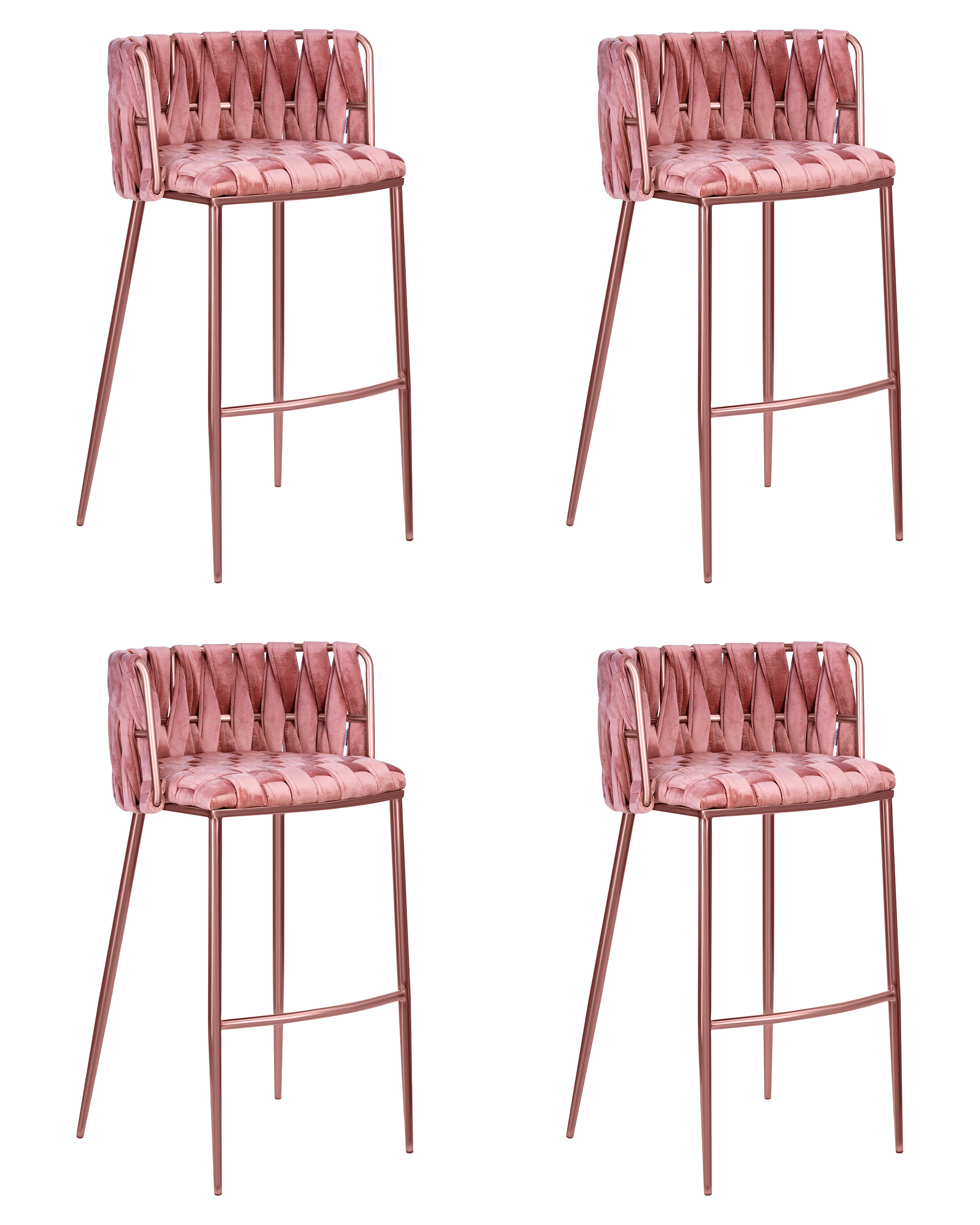 

Барный стул DOBRIN EMMA ROSE GOLD 4 шт розовый велюр VF-10, EMMA ROSE GOLD