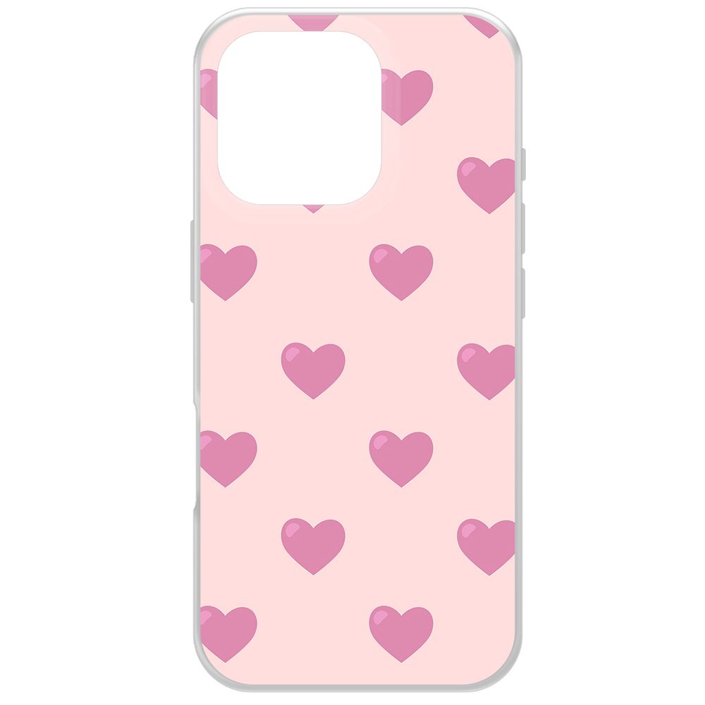 

Чехол-накладка Krutoff Clear Case Пурпурные сердца для iPhone 16 Pro, Прозрачный