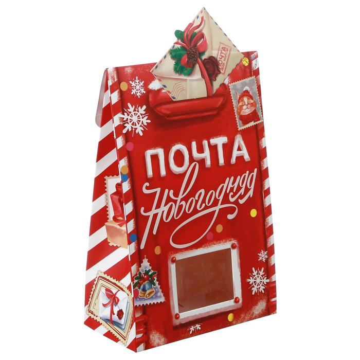 

Коробка складная Почта новогодняя, 15 х 7 х 22 см, Красный