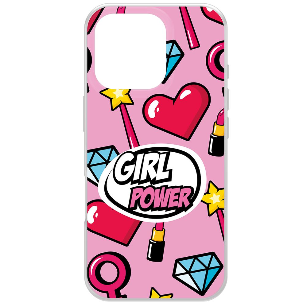 

Чехол-накладка Krutoff Clear Case Girl Power для iPhone 16 Pro, Прозрачный