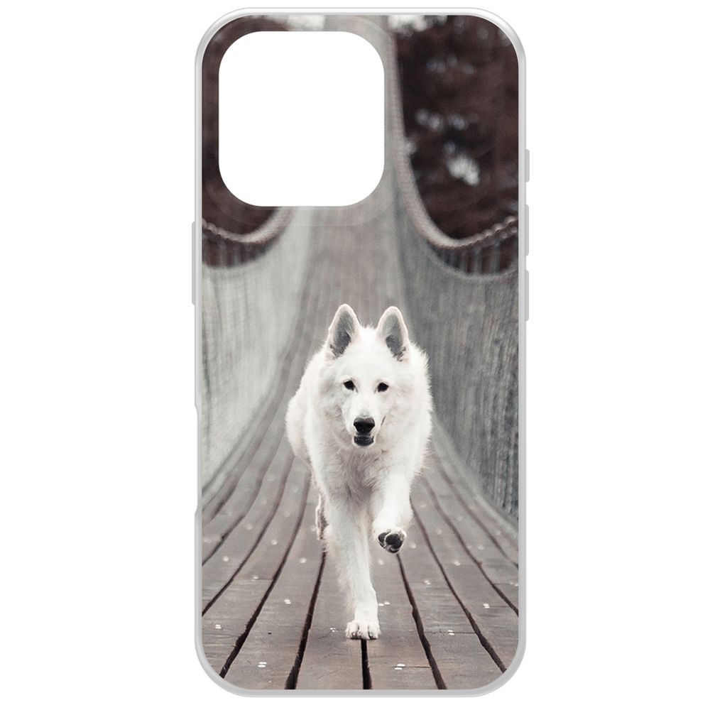 

Чехол-накладка Krutoff Clear Case Пес на мосту для iPhone 16 Pro, Прозрачный