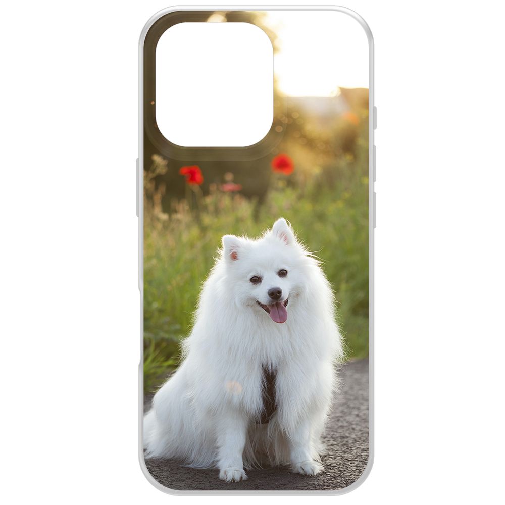 

Чехол-накладка Krutoff Clear Case Белый шпиц для iPhone 16 Pro, Прозрачный