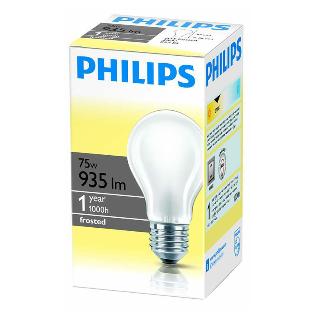 Лампа накаливания Philips Standard E27 75 Вт груша матовая