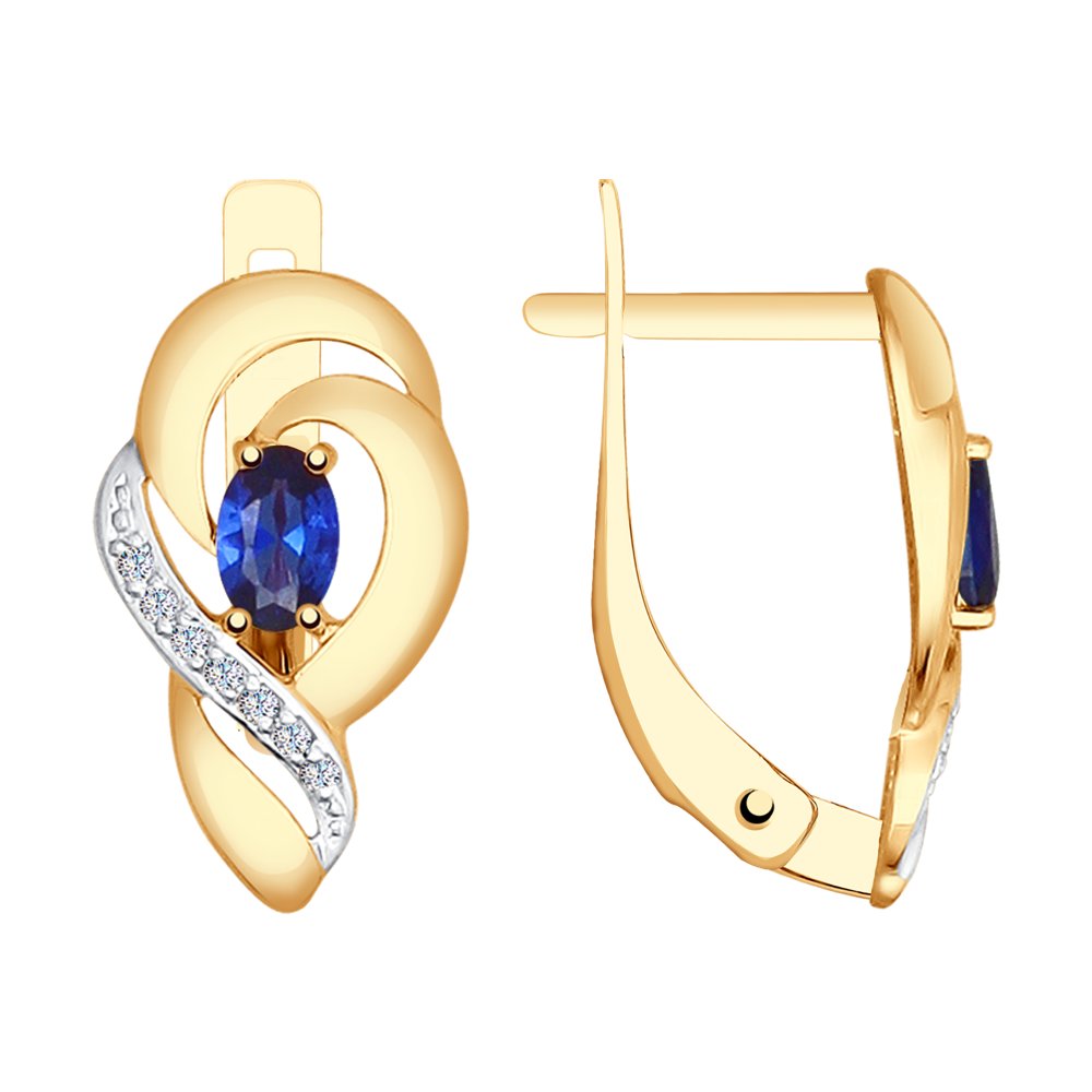 

Серьги из красного золота с корундом искусственным/фианитом SOKOLOV 724800, 724800