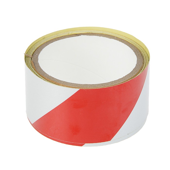 Клейкая лента светоотражающая UNIBOB 48мм х 5м, красно-белая светоотражающая лента наклейка 2 5 см 1 ± 0 1 м белый