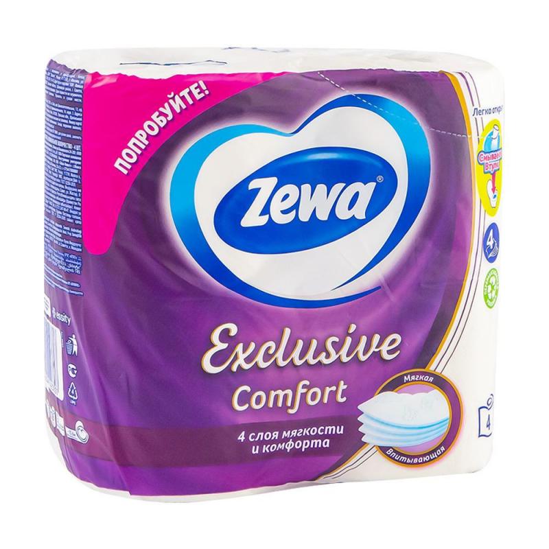 Туалетная бумага Zewa Exclusive Comfort, 4 слоя, 4 рулона