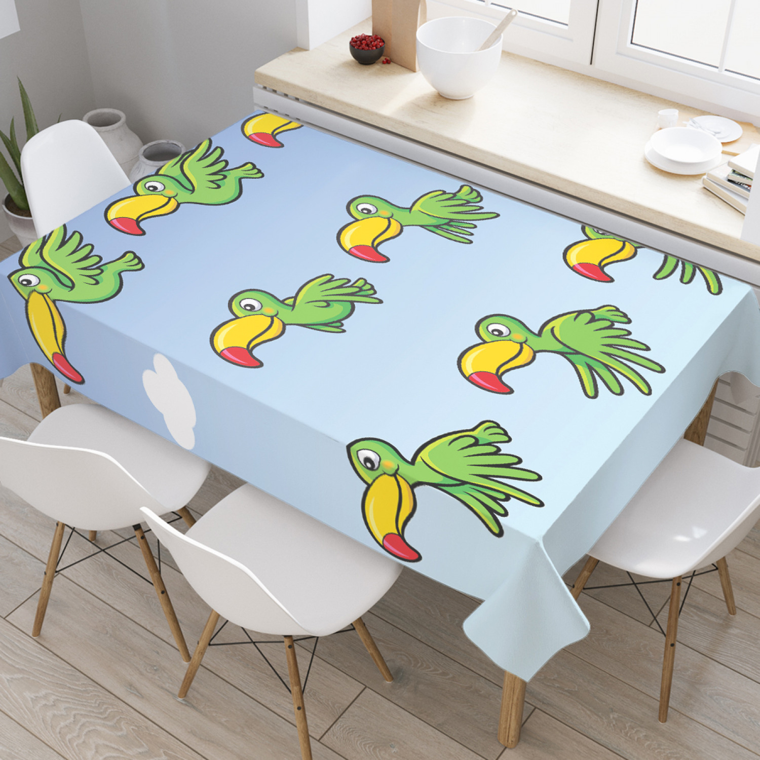 

Скатерть прямоугольная JoyArty "Анимированная игра Птица Тукан" из оксфорда, 120x145 см, Голубой, Анимированная игра Птица Тукан