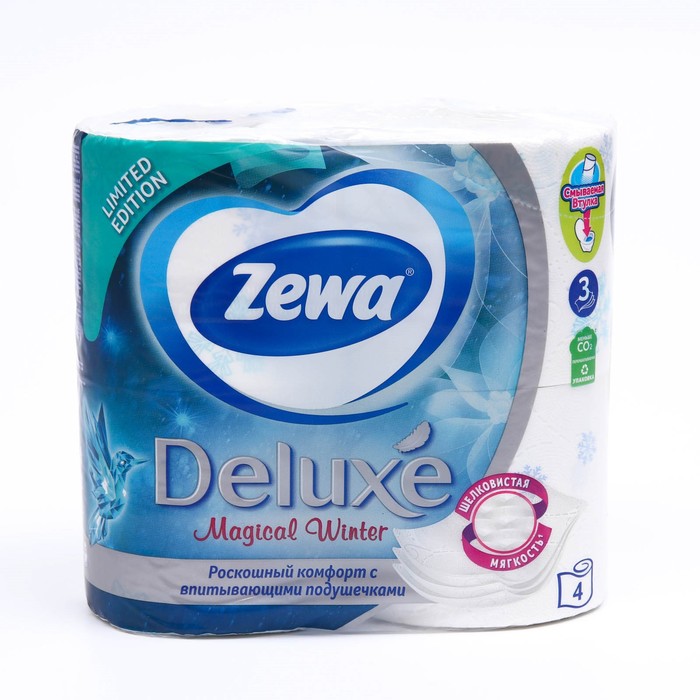 фото Туалетная бумага zewa deluxe delicate care, 3 слоя, 4 шт.