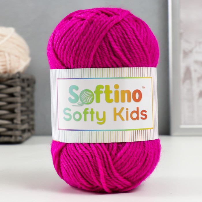 

Пряжа 100% акрил "Softy Kids" 90м ±5м 50 гр цвет 28 ярко-розовый (2 шт)