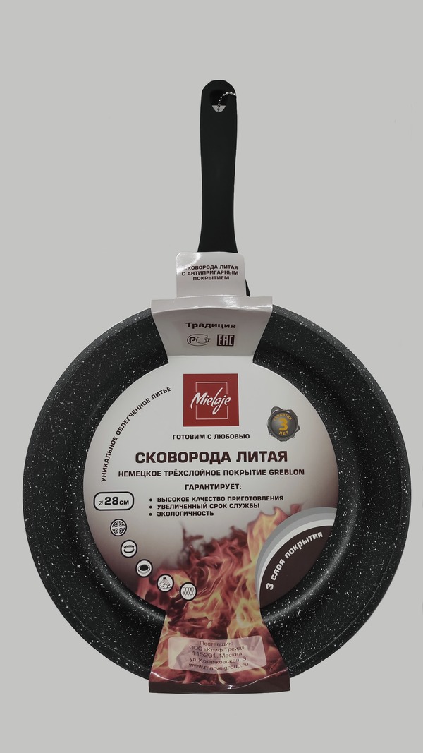 

Сковорода mielaje greblon non-stick 28см 43288, Черный