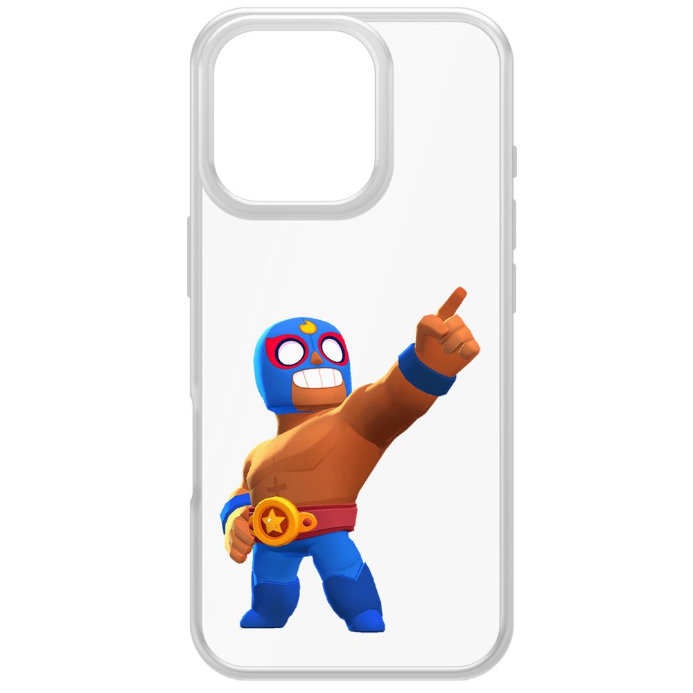 

Чехол-накладка Krutoff Clear Case Brawl Stars-Эль Примо для iPhone 16 Pro, Прозрачный