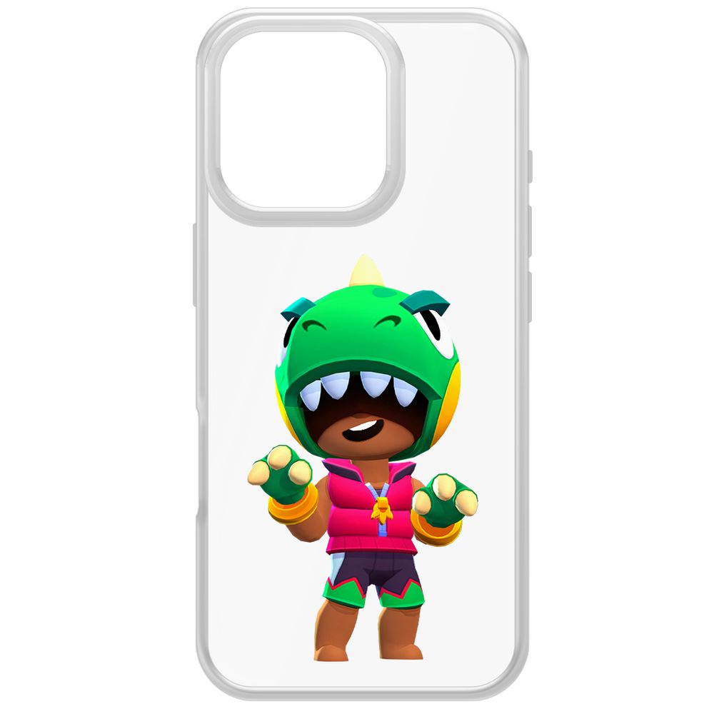 

Чехол-накладка Krutoff Clear Case Brawl Stars-Дино Леон для iPhone 16 Pro, Прозрачный