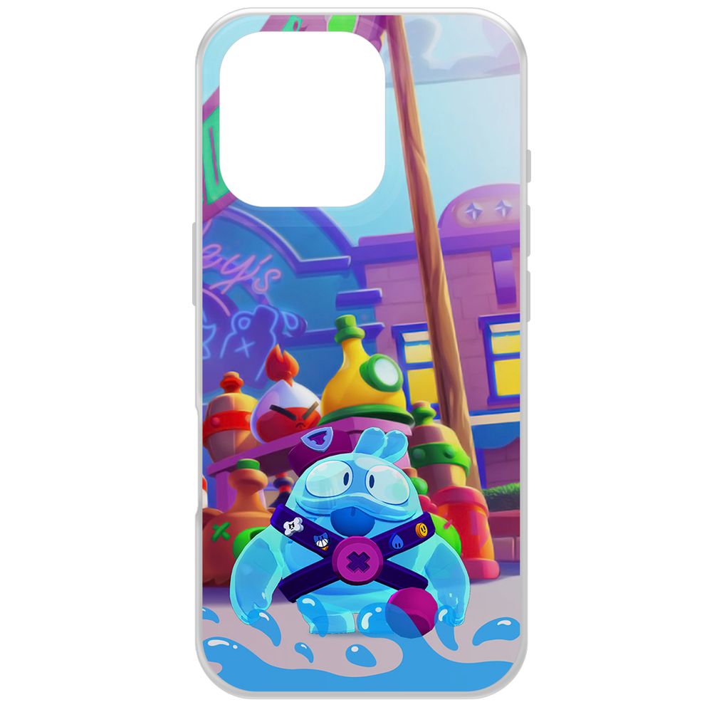 

Чехол-накладка Krutoff Clear Case Brawl Stars-Скуик для iPhone 16 Pro, Прозрачный